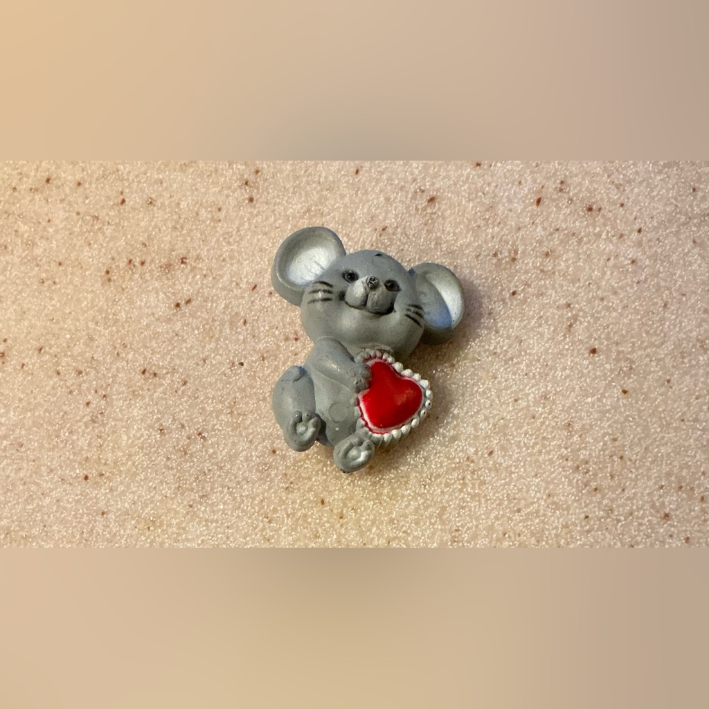 Russ Gray Mouse With Red Heart Figurine